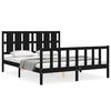 vidaXL Estrutura de cama com cabeceira 160x200 cm madeira maci&ccedil;a preto