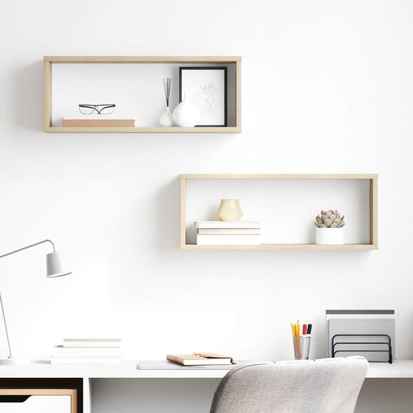 vidaXL Prateleiras parede forma de cubo 2 pcs carvalho sonoma