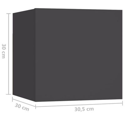 vidaXL Mesas de cabeceira 2 pcs 30,5x30x30 cm contraplacado cinzento