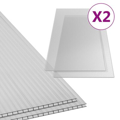 vidaXL Placas de policarbonato 2 pcs 4,5 mm 150x65 cm