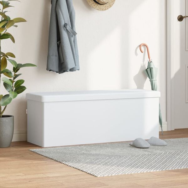 vidaXL Banco de arruma&ccedil;&atilde;o dobr&aacute;vel PVC branco