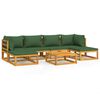 vidaXL 7 pcs conj. lounge jardim madeira c/almofad&otilde;es verdes