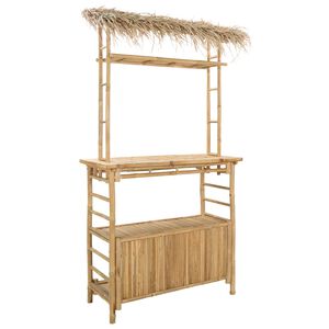 vidaXL Mesa de Bar Externa Natural 110 x 50 x 209 cm Bambu