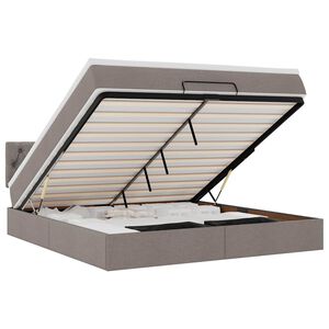 vidaXL Estrutura de cama otomana com colch&atilde;o tecido cinzento 160x200cm