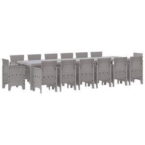 vidaXL Conjunto de Jantar para Jardim 15 unid. Cinzento-claro