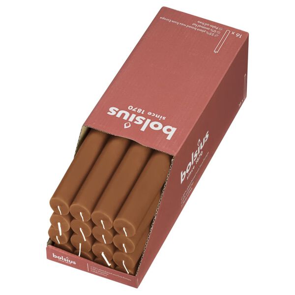 Bolsius Velas de mesa Shine 16 pcs 27 cm castanho moderno