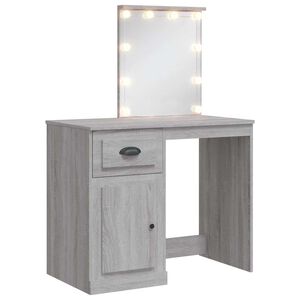 vidaXL Toucador com luzes LED 90x42x132,5 cm cinzento sonoma