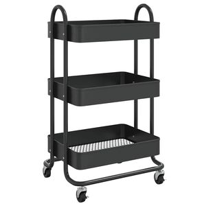 vidaXL Carrinho com 3 prateleiras 46x34x79 cm a&ccedil;o preto