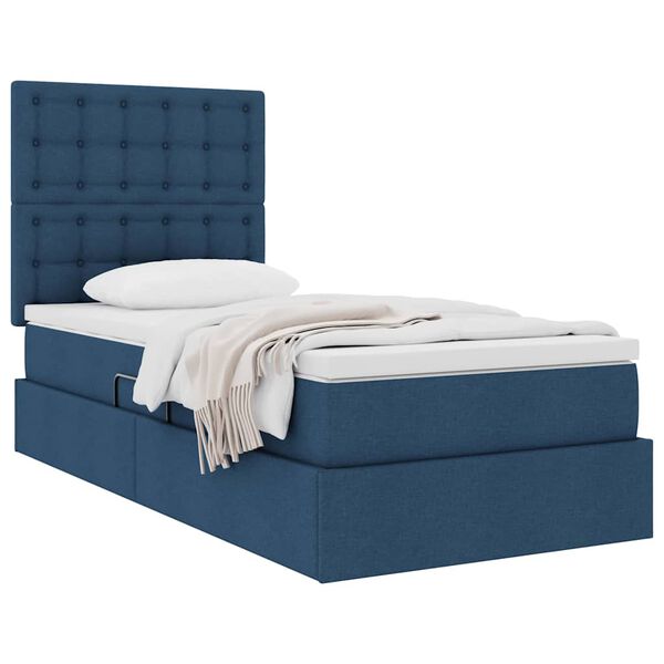 vidaXL Cama com arruma&ccedil;&atilde;o e colch&atilde;o Azul 100 x 200 cm Poli&eacute;ster