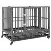 vidaXL Jaula para c&atilde;es com rodas a&ccedil;o 92x62x76 cm