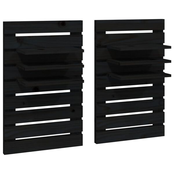 vidaXL Prateleiras de montagem na parede 2 pcs pinho maciço preto