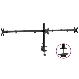 vidaXL Suporte triplo para monitor VESA 75/100 mm a&ccedil;o preto