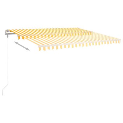 vidaXL Toldo retrátil manual com postes 4x3,5 m amarelo e branco