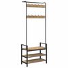 vidaXL Cabideiro com prateleira Carvalho Artesanal 75 x 34 x 184 cm
