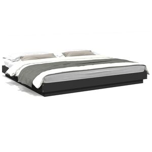 vidaXL Estrutura cama c/ luzes LED 200x200cm derivados madeira preto