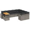 vidaXL 10 pcs conjunto sof&aacute;s de jardim c/ almofad&otilde;es vime PE cinzento