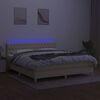 vidaXL Cama box spring c/ colch&atilde;o e LED 160x200 cm tecido cor creme