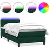 vidaXL Cama box spring c/ colch&atilde;o e LED 100x220 cm veludo verde-escuro