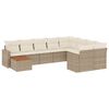 vidaXL 10 pcs conjunto de sof&aacute;s p/ jardim com almofad&otilde;es vime PE bege