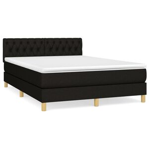 vidaXL Cama com molas/colch&atilde;o 140x190 cm tecido preto