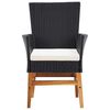 vidaXL 9 pcs conjunto jantar exterior vime PE e madeira ac&aacute;cia preto