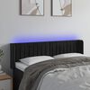 vidaXL Cabeceira de cama c/ luzes LED veludo 147x16x78/88 cm preto