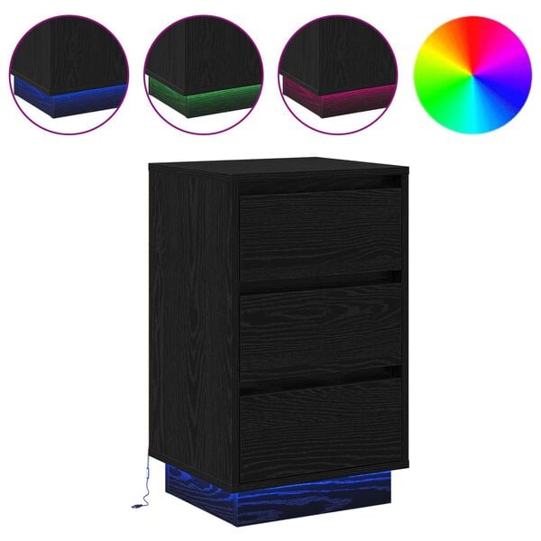 vidaXL Arm&aacute;rio de Cabeceira Carvalho Preto 39 x 34,5 x 65 cm