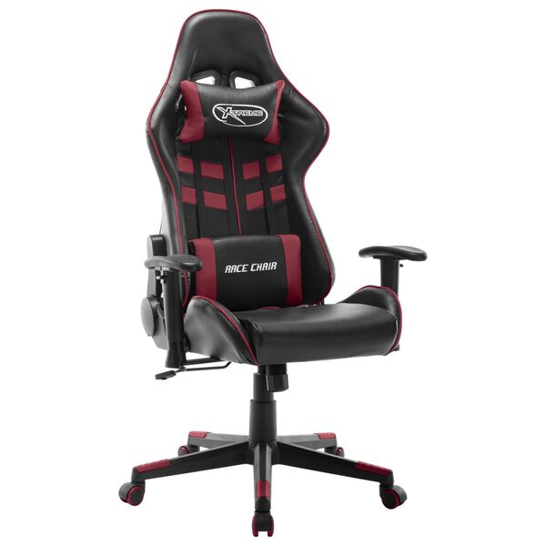 vidaXL Cadeira de gaming couro artificial preto e vermelho tinto
