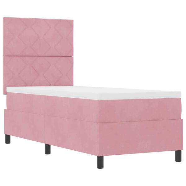 vidaXL Cama Box com colch&atilde;o com cabeceira Rosa 80 x 200 cm tecido