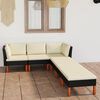 vidaXL 6 pcs conjunto lounge de jardim c/ almofad&otilde;es vime PE preto