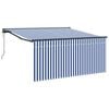 vidaXL Toldo Retr&aacute;til Azul e Branco 300 x 250 cm Poli&eacute;ster e Alum&iacute;nio