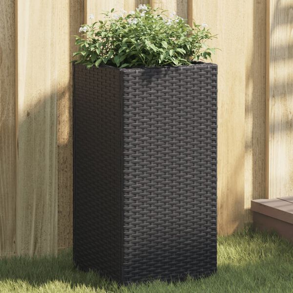 vidaXL Vaso/floreira de jardim 2 pcs 30x30x60 cm vime PE preto