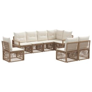 vidaXL Conjunto de Sof&aacute; de Jardim 8 unid. Bege vime PE