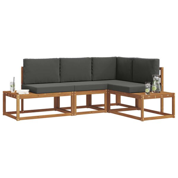 vidaXL Conjunto de Sof&aacute;s para Exterior 4 Pe&ccedil;a Natural e Antracite