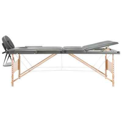 vidaXL Mesa massagens c/ 3 zonas estrutura madeira 186x68cm antracite
