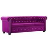 vidaXL Sof&aacute; chesterfield tr&ecirc;s lugares estofos veludo 199x75x72cm roxo