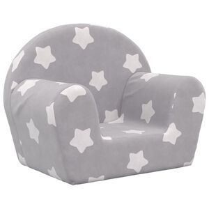 vidaXL Sof&aacute; infantil c/ estrelas pel&uacute;cia macia cinzento-claro