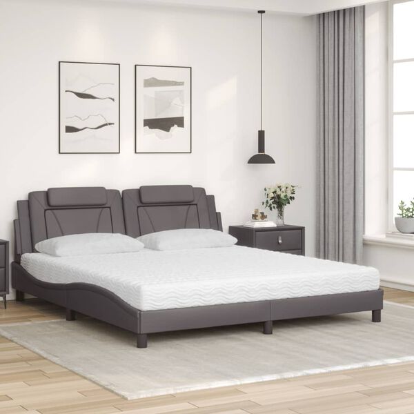 vidaXL Cama Viana com colch&atilde;o 180x200 cm couro artificial cinza