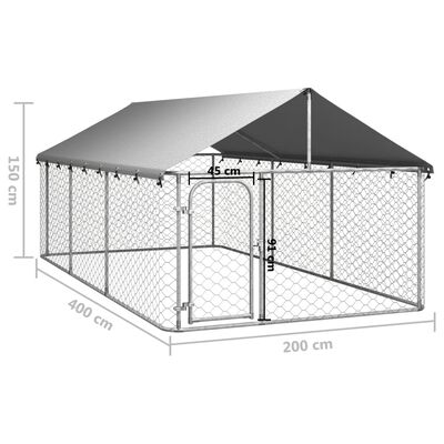 vidaXL Canil de exterior com telhado 400x200x150 cm