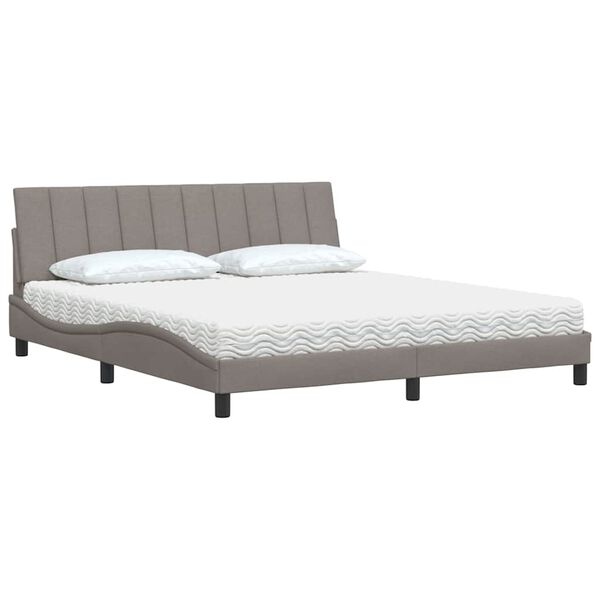 vidaXL Cama com colch&atilde;o Hanko 180x200 cm tecido castanho-acinzentado