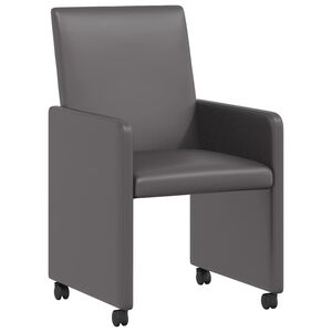 vidaXL Cadeiras de Jantar com Rodas 2 unid. Couro sint&eacute;tico Cinzeto