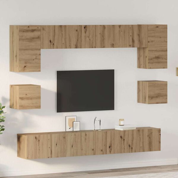 vidaXL Conjunto de m&oacute;vel de TV 8 pcs Carvalho Artesanal