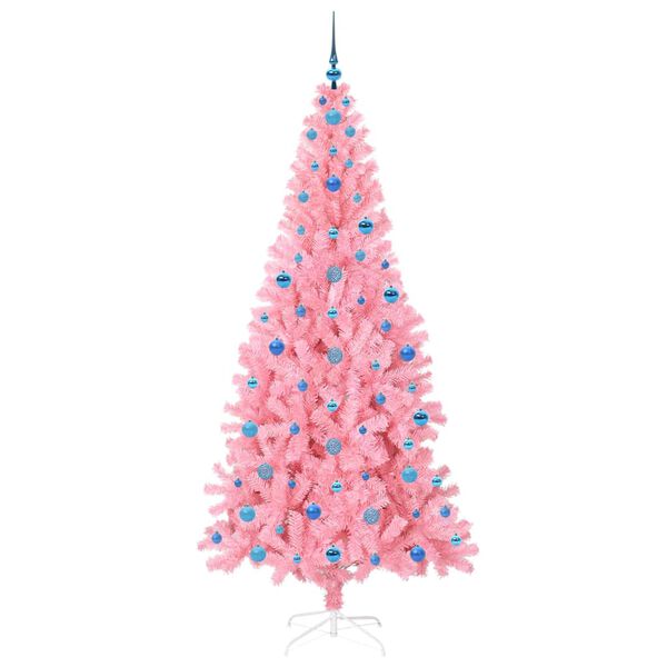 vidaXL &Aacute;rvore de Natal com 300 LEDs com suporte Rosa 210 cm PVC