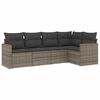 vidaXL 5 pcs conjunto sof&aacute;s de jardim c/ almofad&otilde;es vime PE cinzento