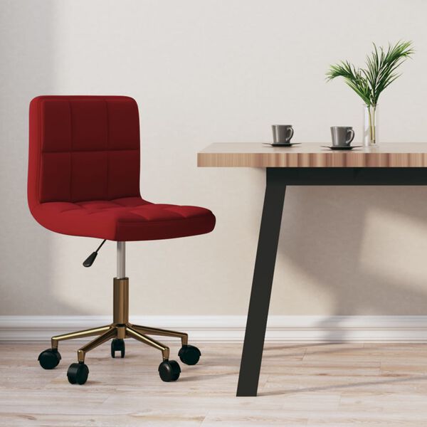 vidaXL Cadeira de jantar girat&oacute;ria veludo vermelho tinto