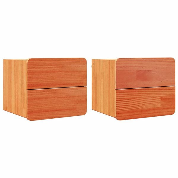 vidaXL Mesa-de-cabeceira com gaveta 2 pcs Castanho 39 x 34 x 33 cm
