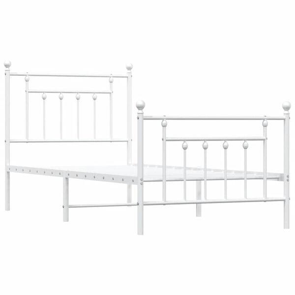 vidaXL Estrutura de cama com cabeceira e p&eacute;s 80x200 cm metal branco