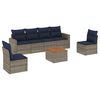 vidaXL 7 pcs conjunto sof&aacute;s p/ jardim c/ almofad&otilde;es vime PE cinzento