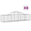 vidaXL Cestos gabi&atilde;o arqueados 8 pcs 200x50x40/60 cm ferro galvanizado