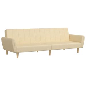 vidaXL Sof&aacute;-cama de 2 lugares tecido cor creme